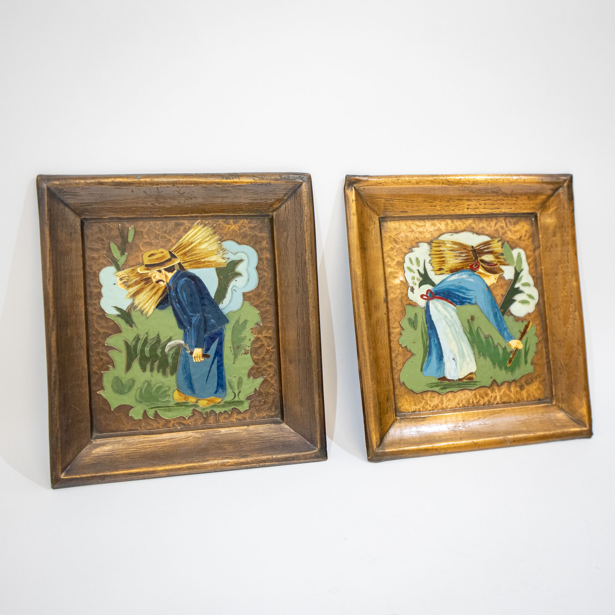 Pair of Copper Pictures by Albert Gilles