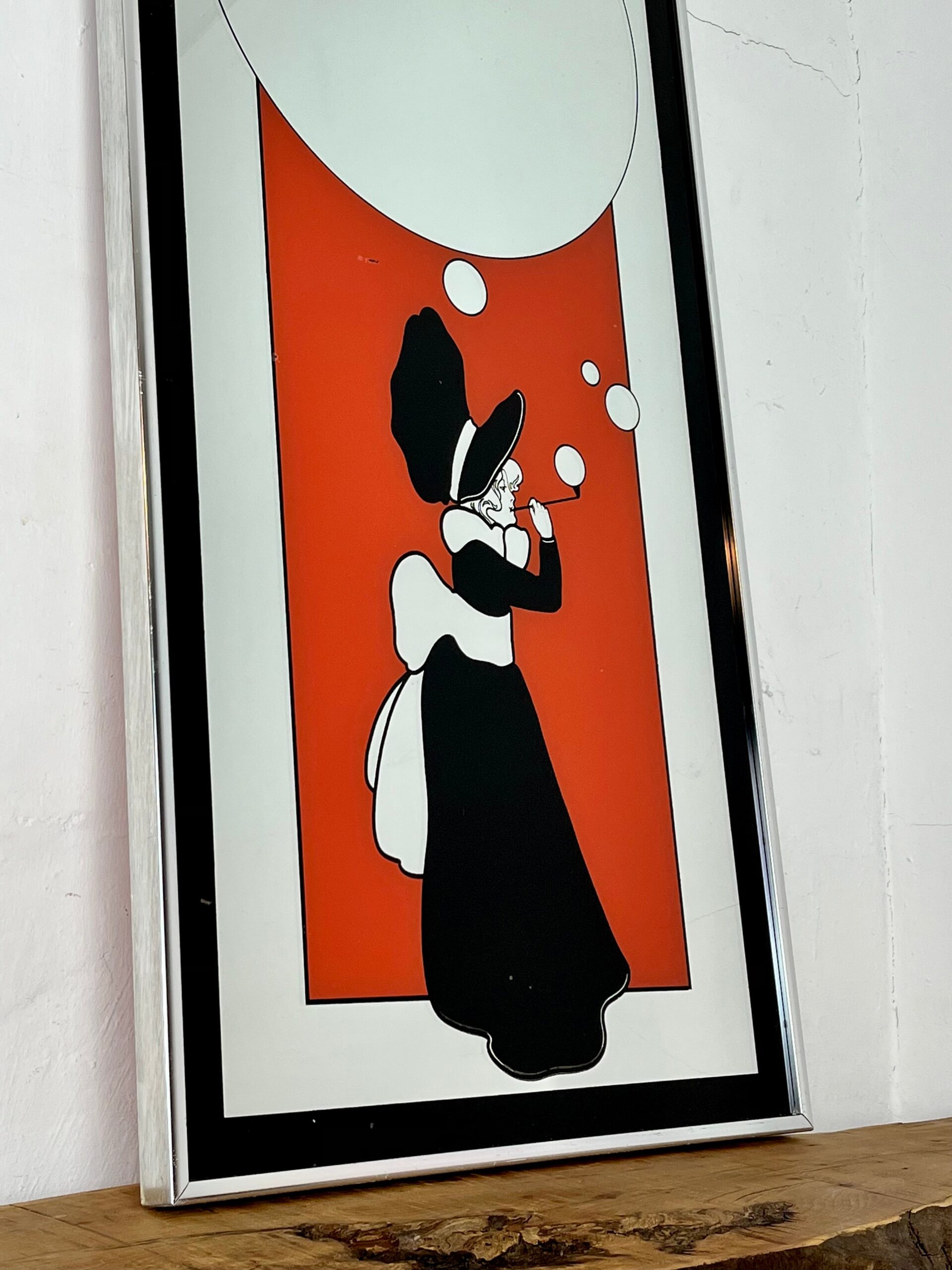 Vintage Art Deco Mirror Girl With Bubbles