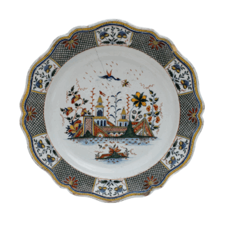 Big Dish. France, Rouen, Manufactory of Jean-Baptiste Guillibaud, around 1730