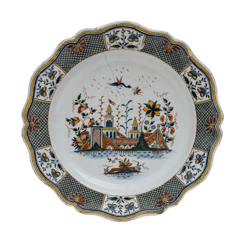 Big Dish. France, Rouen, Manufactory of Jean-Baptiste Guillibaud, around 1730