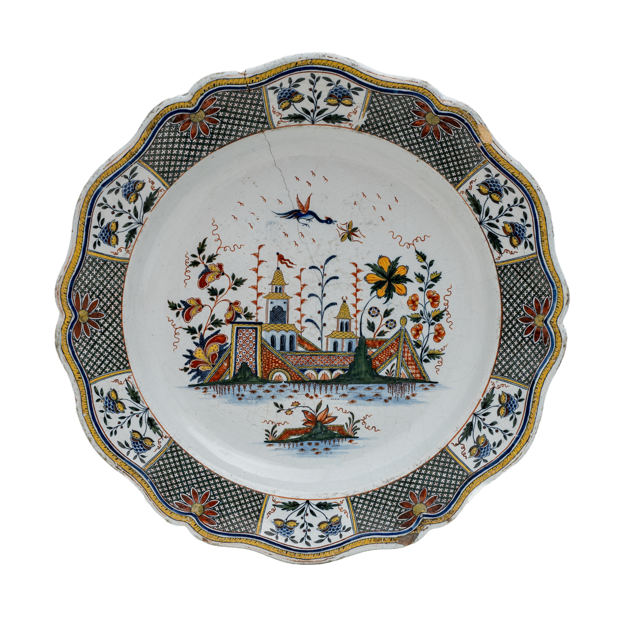 Big Dish. France, Rouen, Manufactory of Jean-Baptiste Guillibaud, around 1730