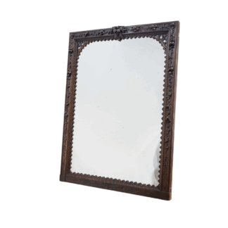 Carved Oak Mirror with Mercury Plate Glass