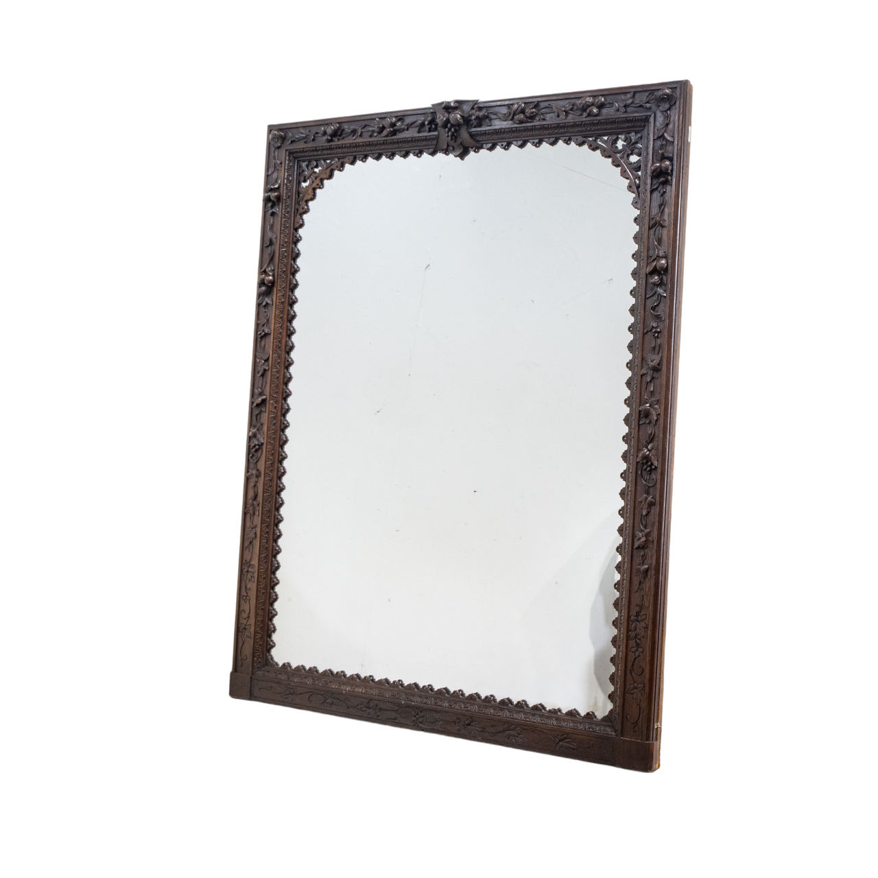 Carved Oak Mirror with Mercury Plate Glass