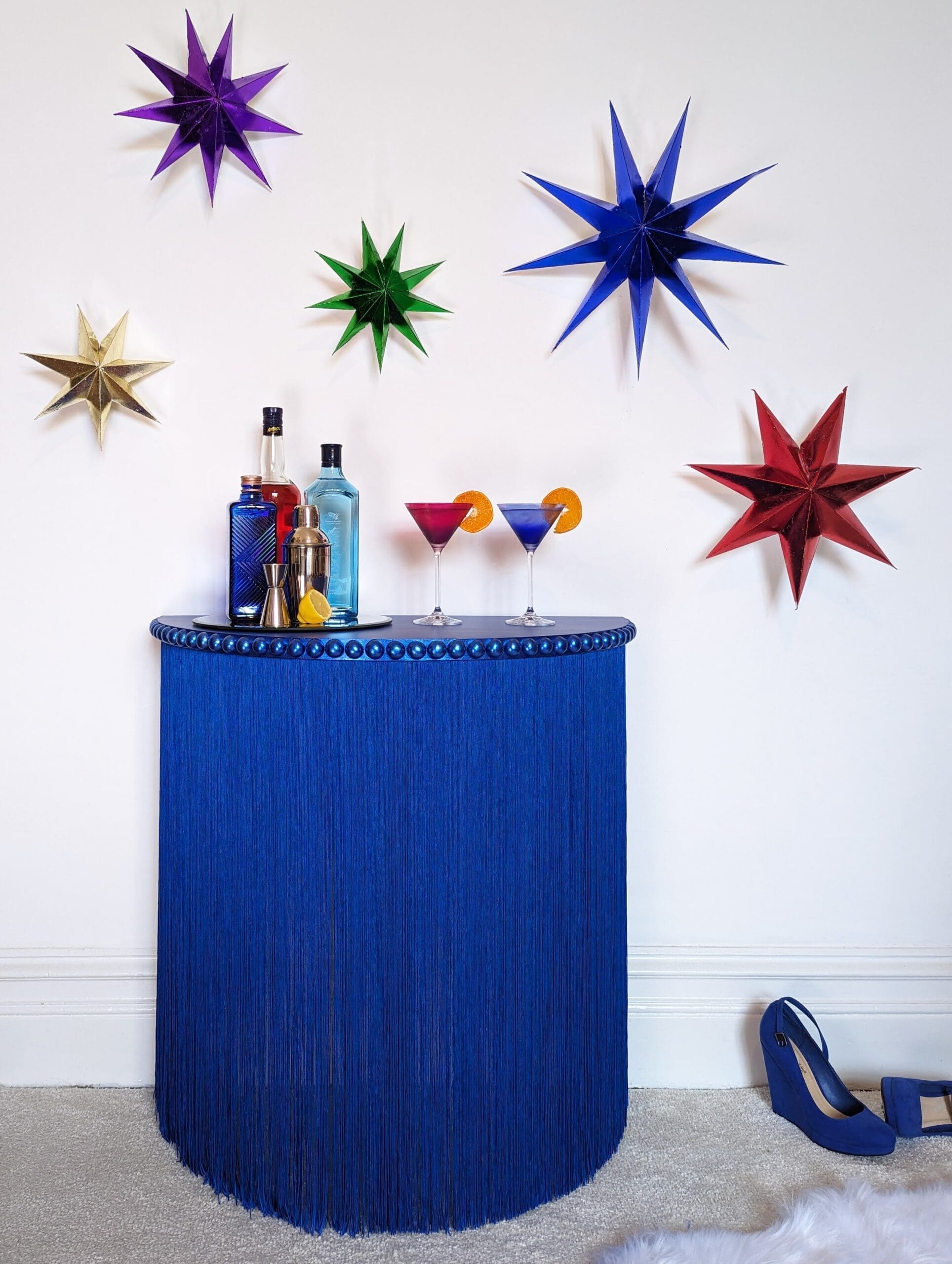 Delphine | Royal Blue Fringed Console Table