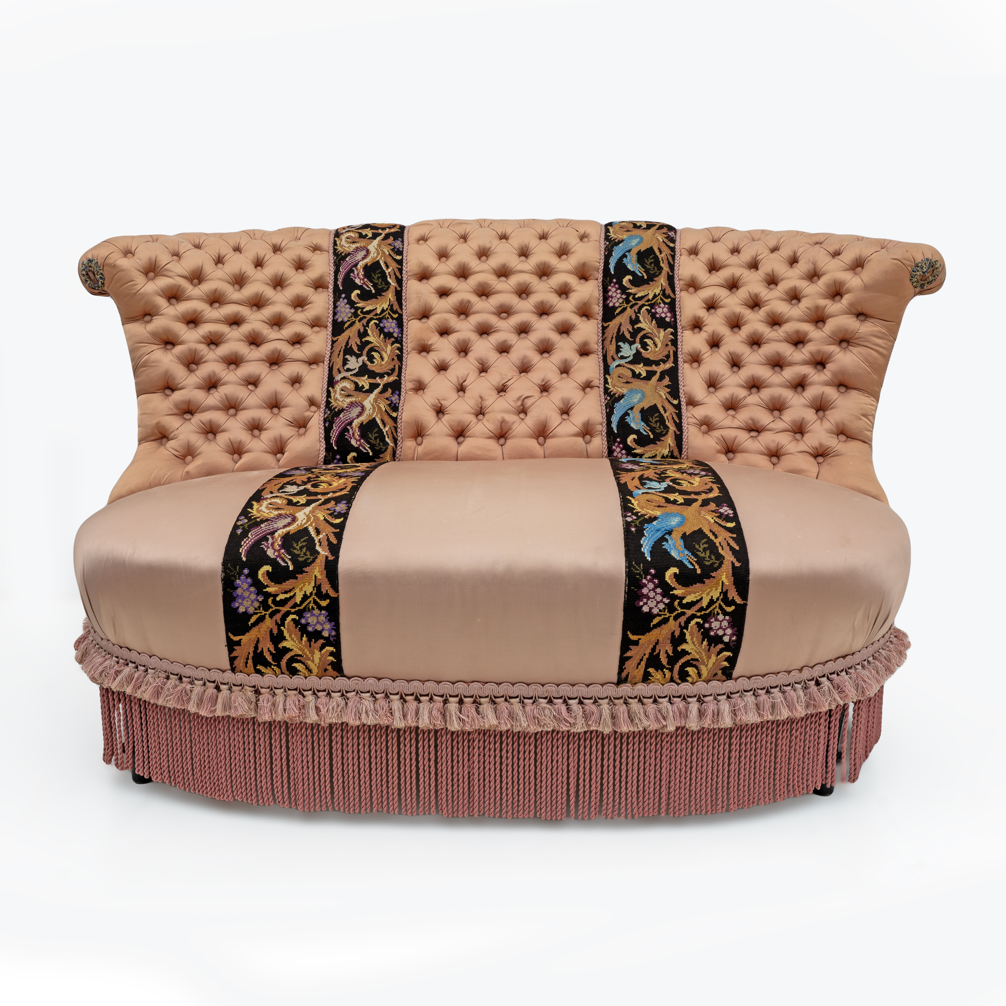 Rare 19th Century Napoleon III Silk Satin Sofa