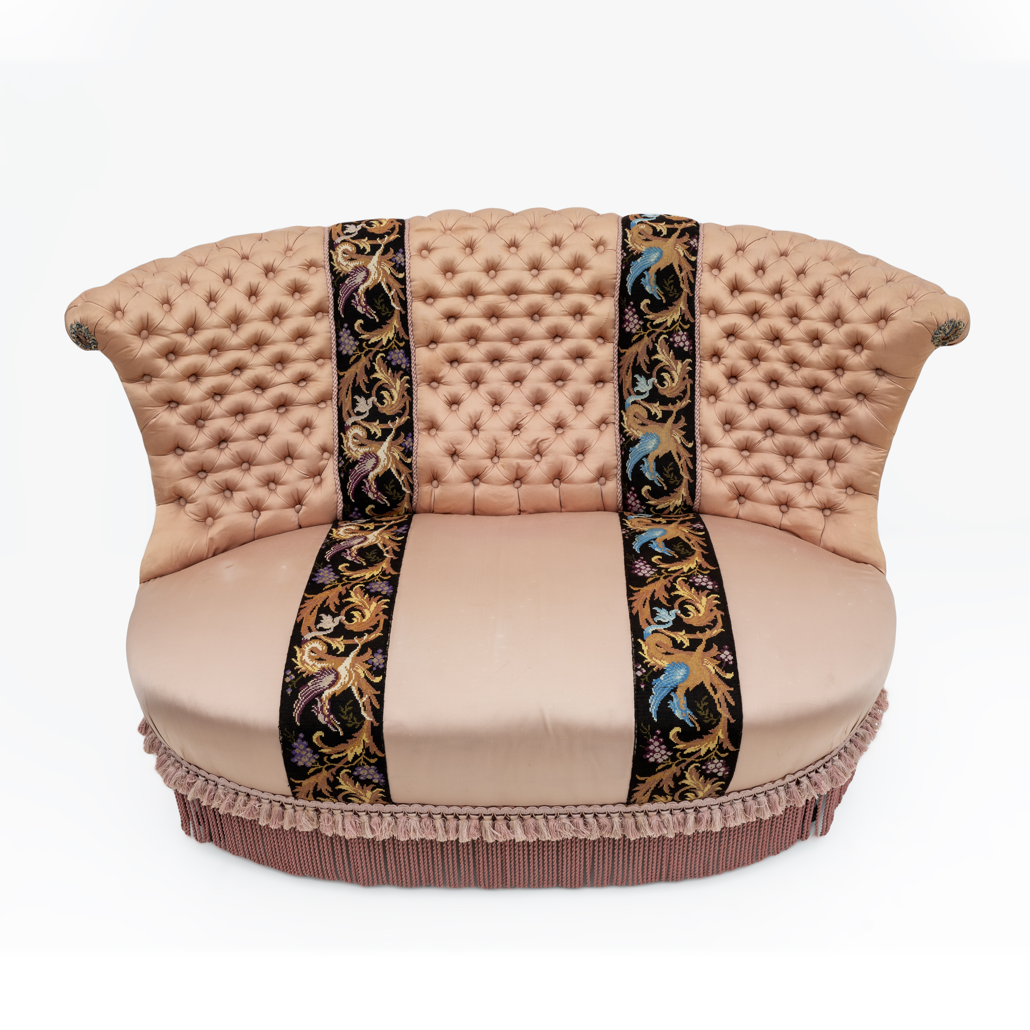Rare 19th Century Napoleon III Silk Satin Sofa