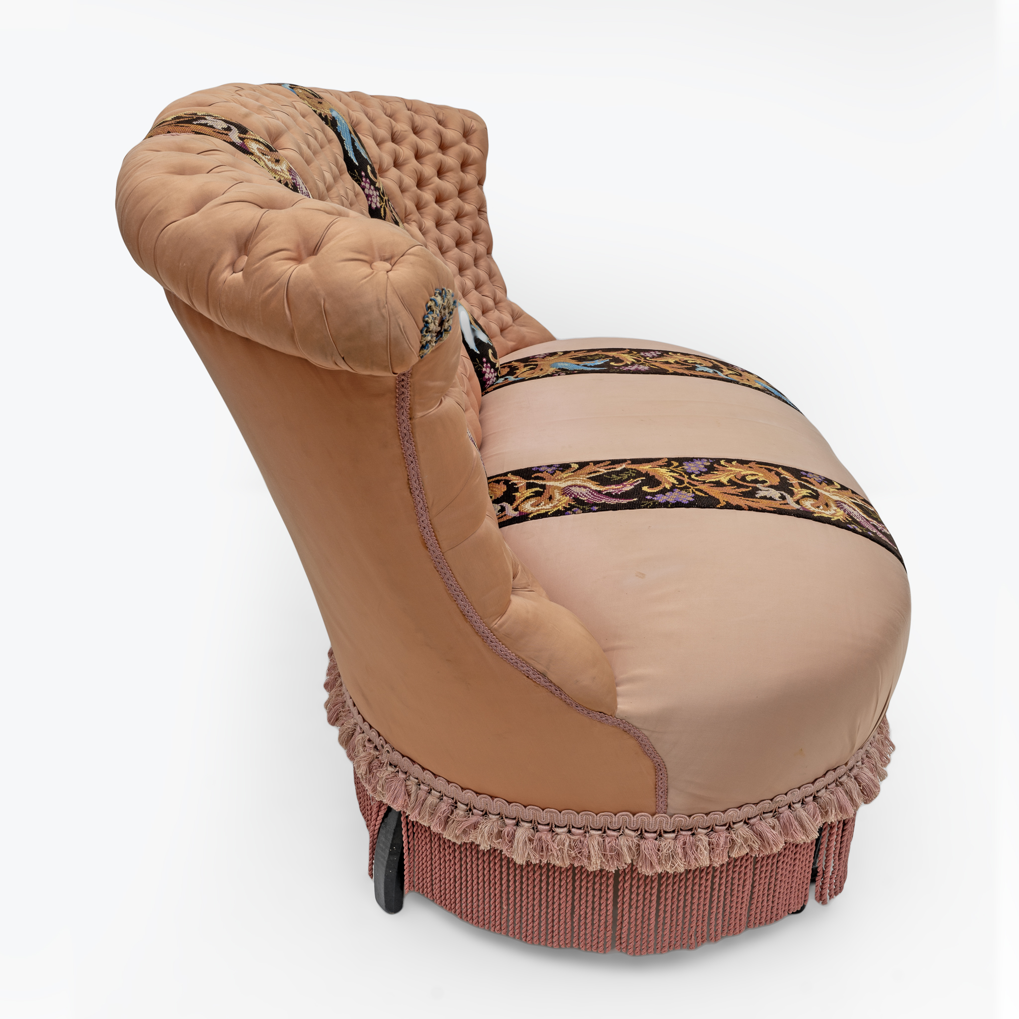 Rare 19th Century Napoleon III Silk Satin Sofa