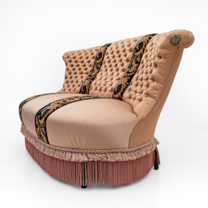 Rare 19th Century Napoleon III Silk Satin Sofa