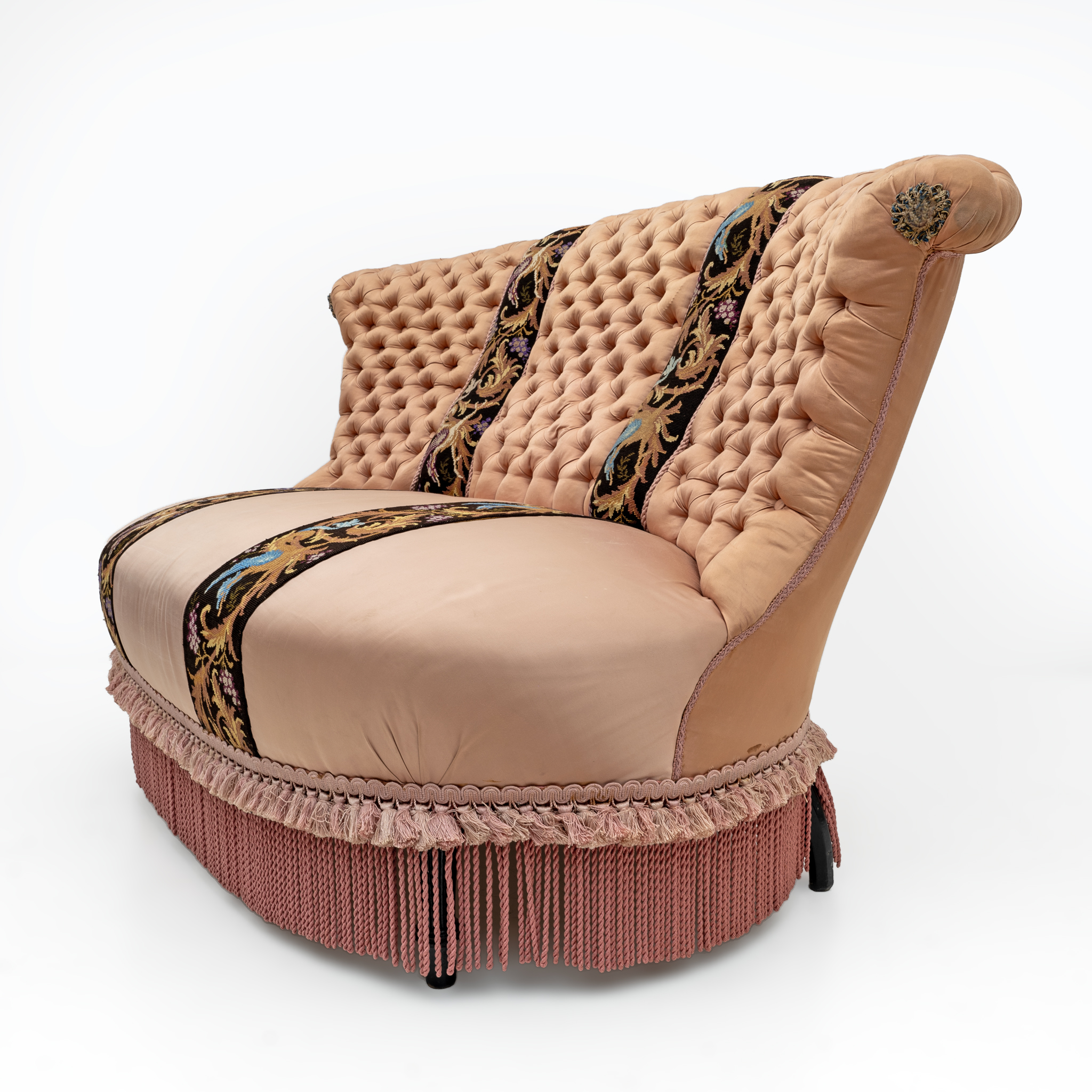 Rare 19th Century Napoleon III Silk Satin Sofa