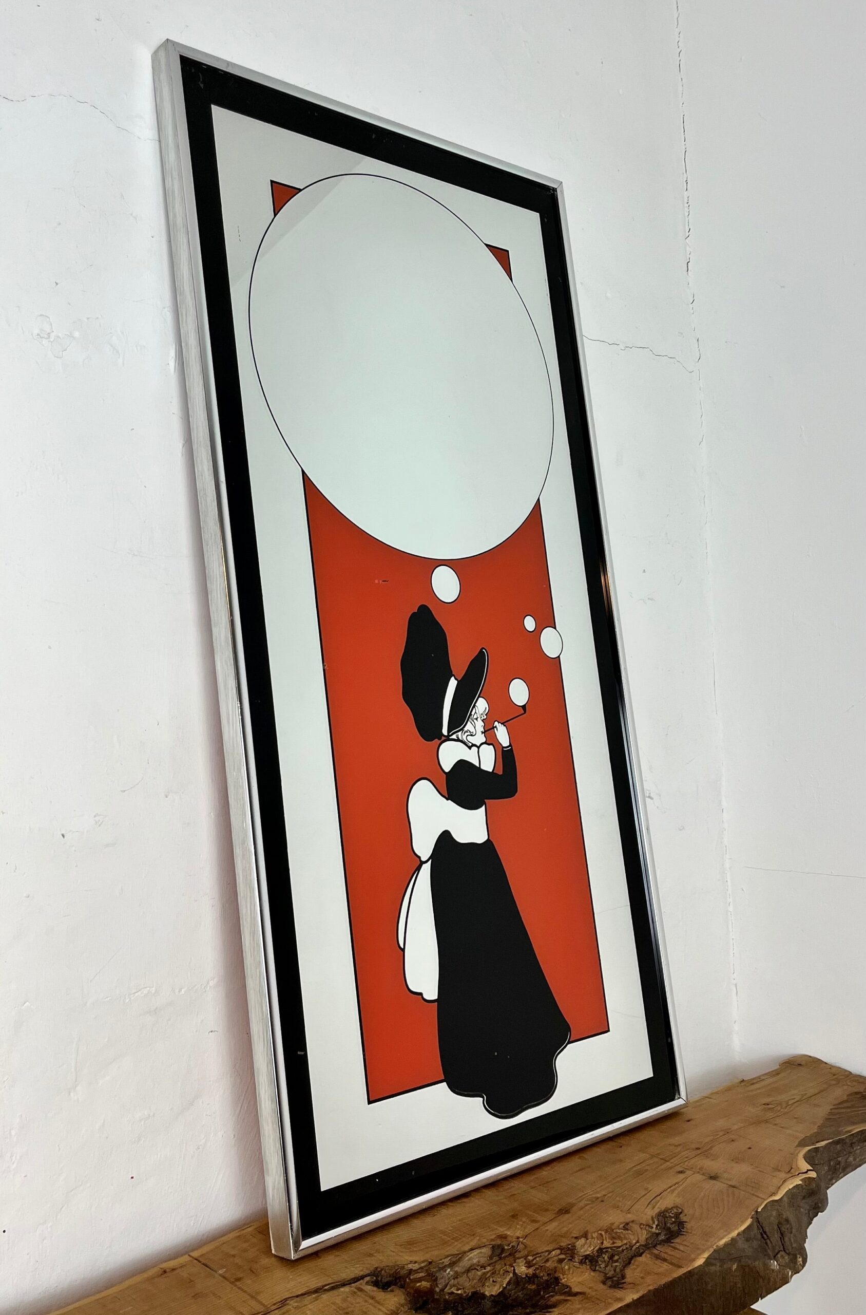 Vintage Art Deco Mirror Girl With Bubbles
