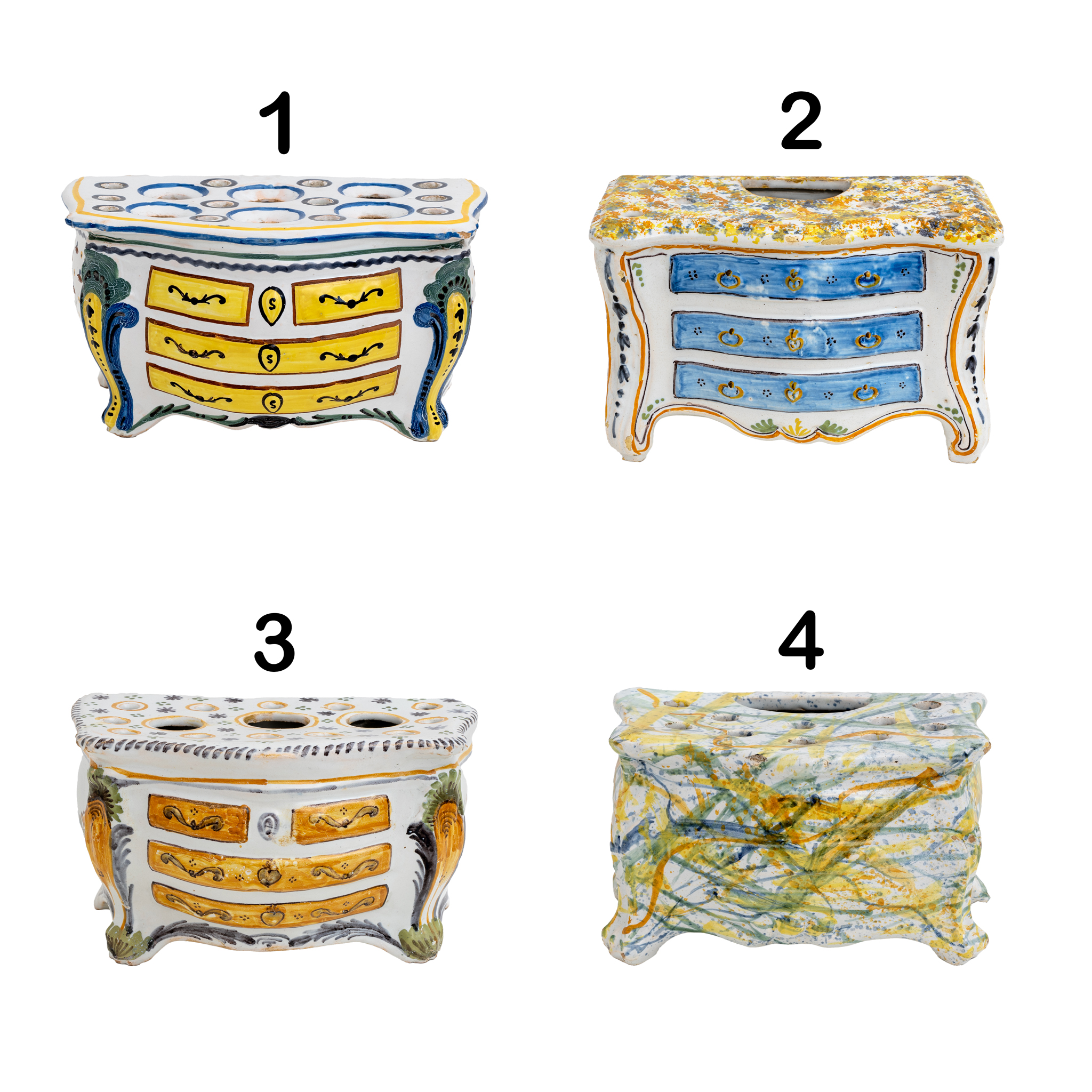 Second Half 18th Century France Shaped Planters "Commode" Nevers Manufacture