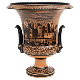 Giustiniani Manufacture Mid-19th Century Earthenware Crater Vase, Naples