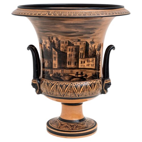 Giustiniani Manufacture Mid-19th Century Earthenware Crater Vase, Naples
