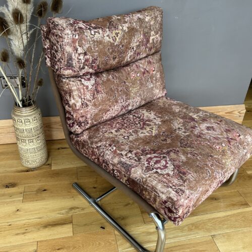 1970s chrome lounge chair designed for Habitat – new upholstery