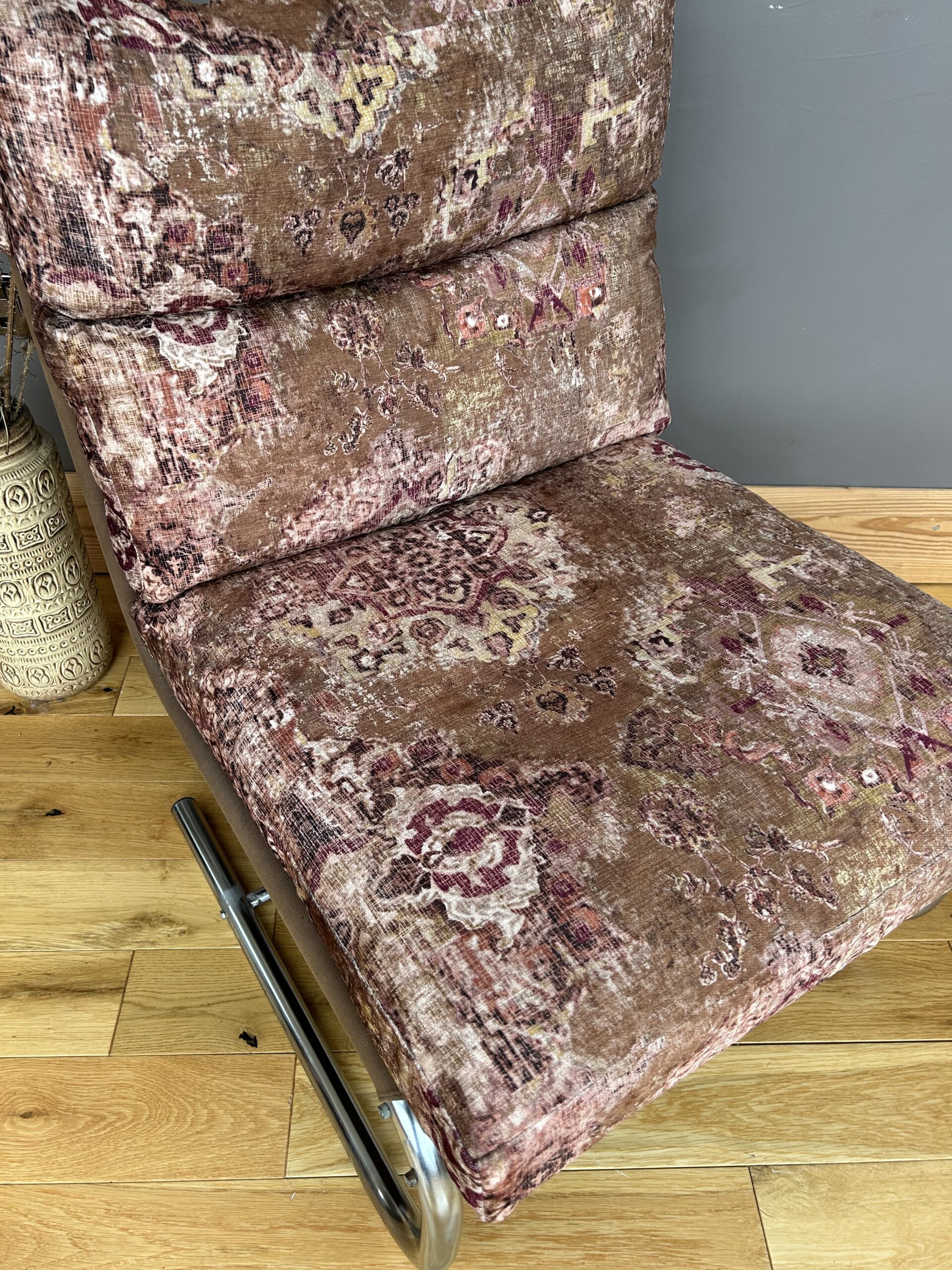 1970s chrome lounge chair designed for Habitat – new upholstery