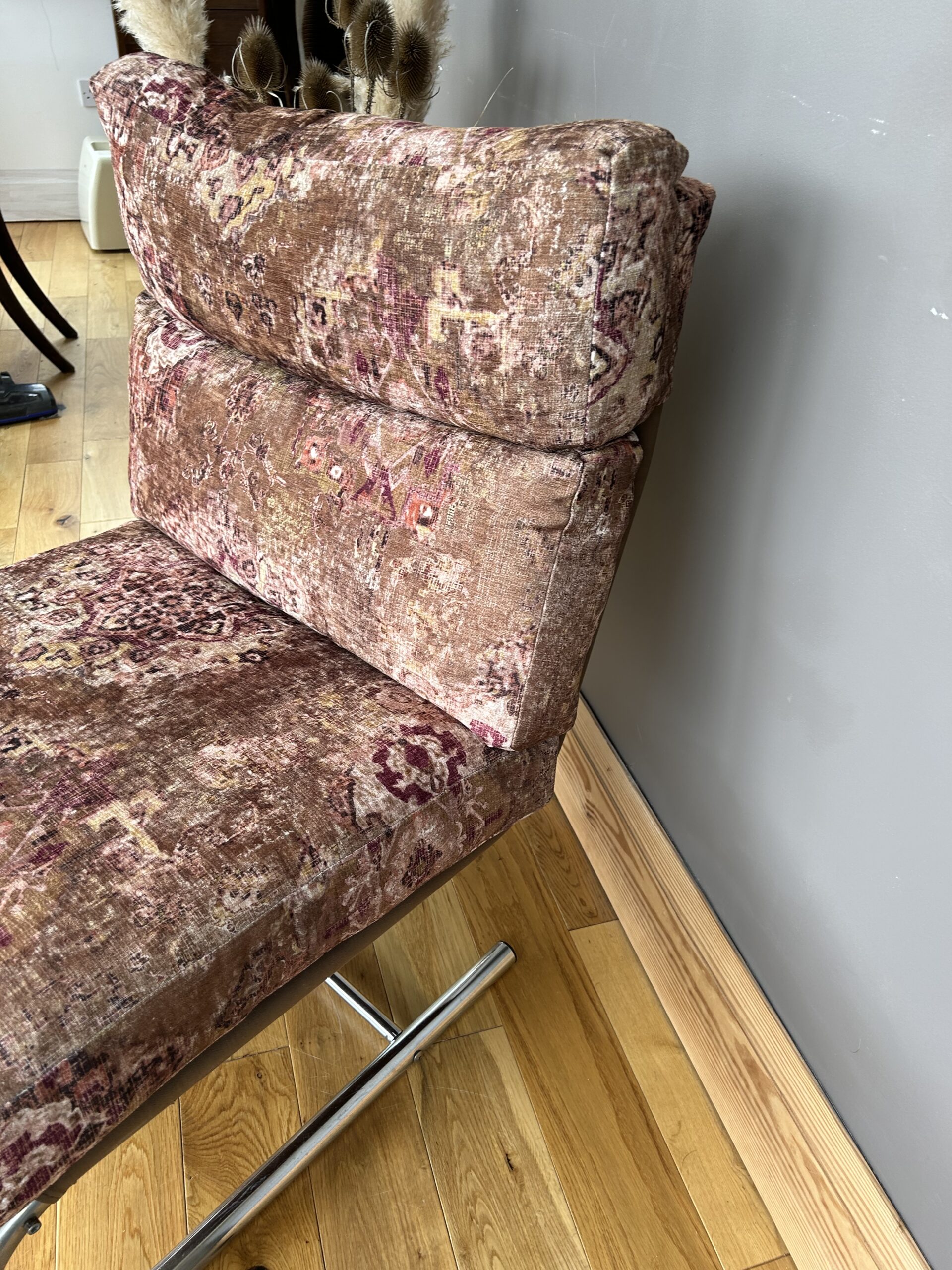 1970s chrome lounge chair designed for Habitat – new upholstery
