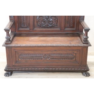 Late 19th Century Carved Walnut Bench
