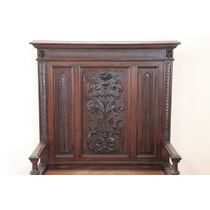Late 19th Century Carved Walnut Bench