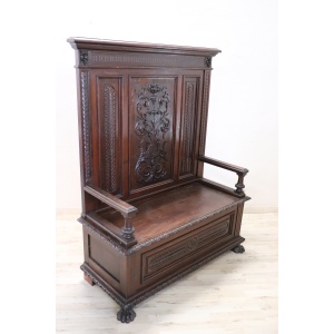 Late 19th Century Carved Walnut Bench