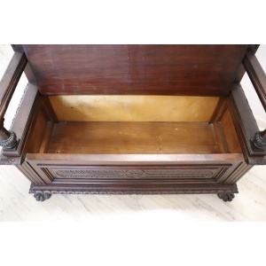 Late 19th Century Carved Walnut Bench