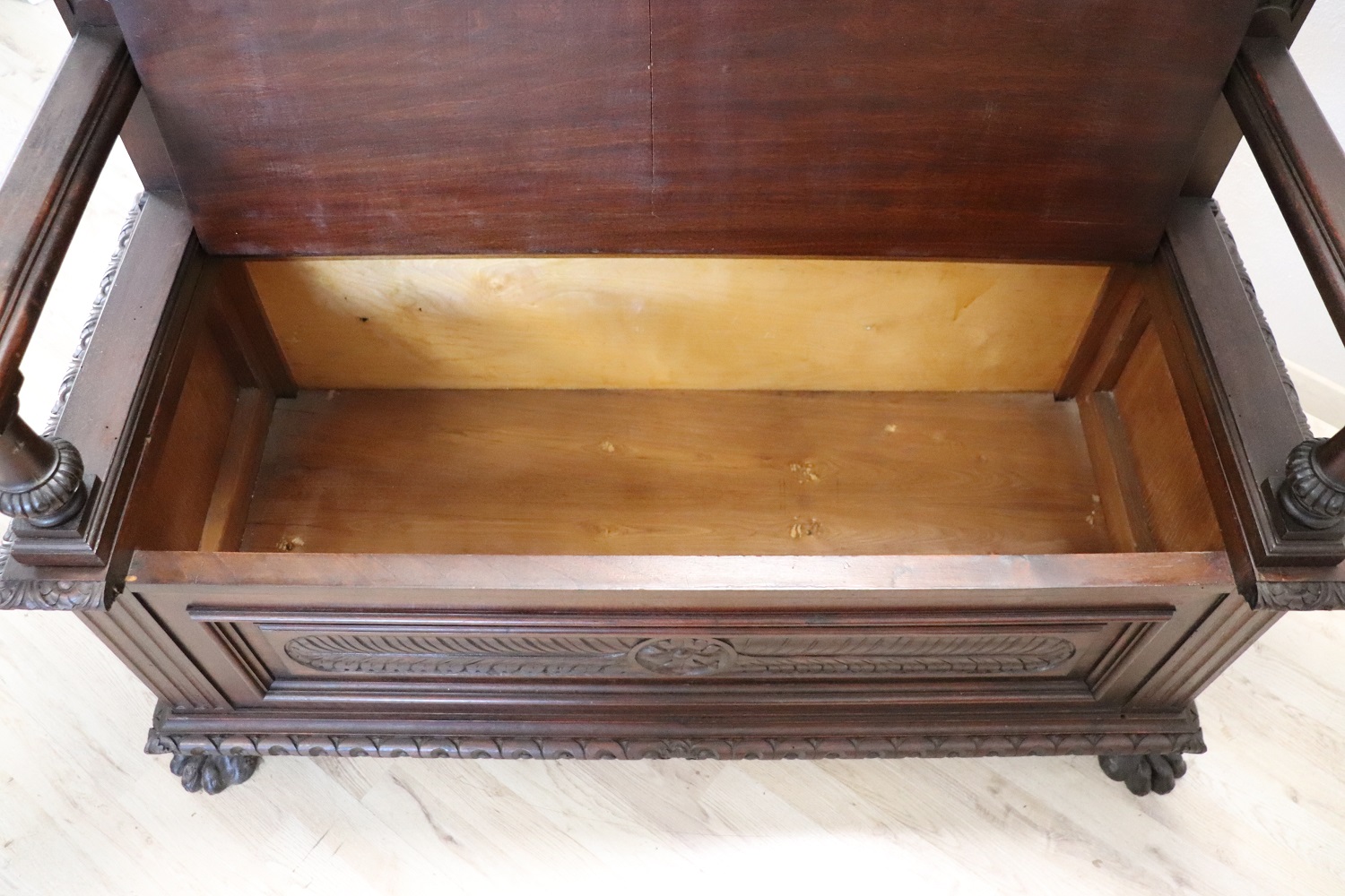 Late 19th Century Carved Walnut Bench