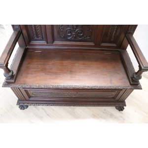 Late 19th Century Carved Walnut Bench