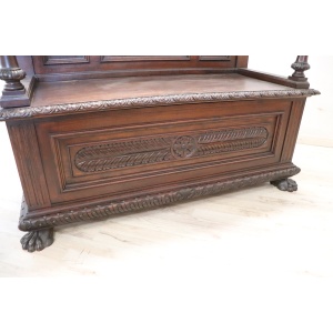Late 19th Century Carved Walnut Bench