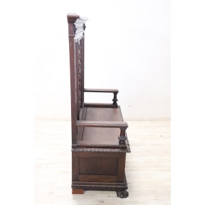Late 19th Century Carved Walnut Bench