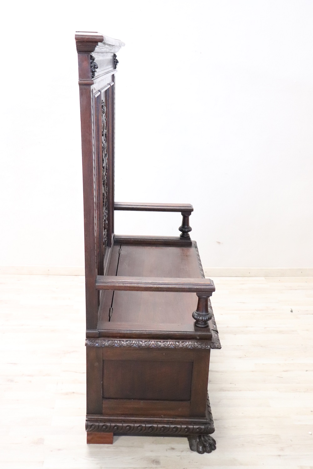Late 19th Century Carved Walnut Bench