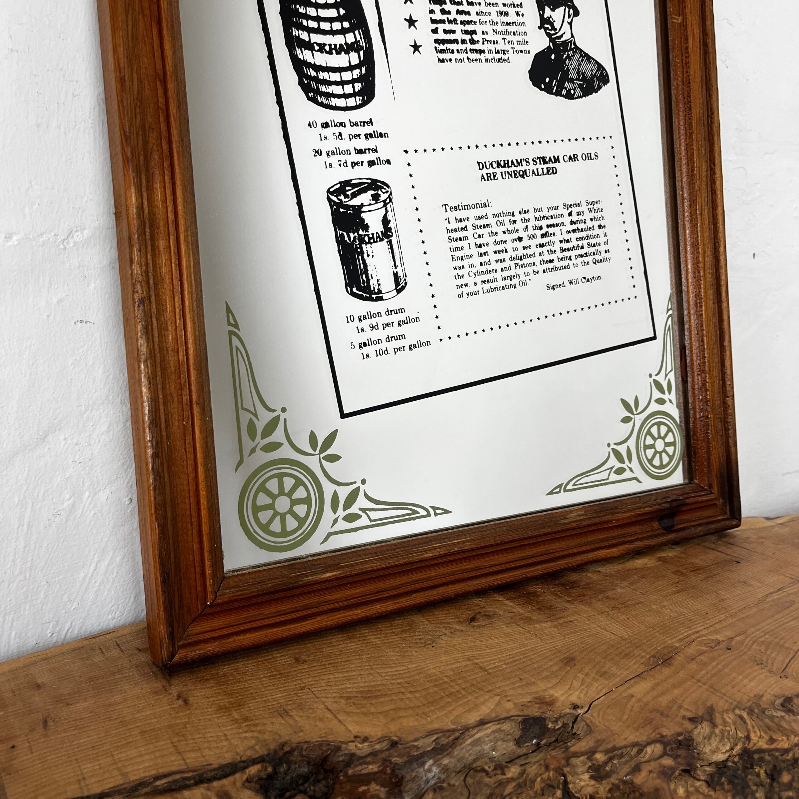 Vintage Pub Advertising Mirror Sign Alexander Duckham And Co Ltd Oil List 1912