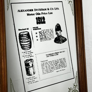 Vintage Pub Advertising Mirror Sign Alexander Duckham And Co Ltd Oil List 1912