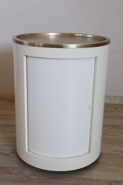 Space Age White Bar Cart on Wheels with Sliding Door, 1960s - Image 2