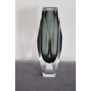 Art Glass Smoked Grey Vase By Flavio Poli For A. Mandruzzato, 1960s