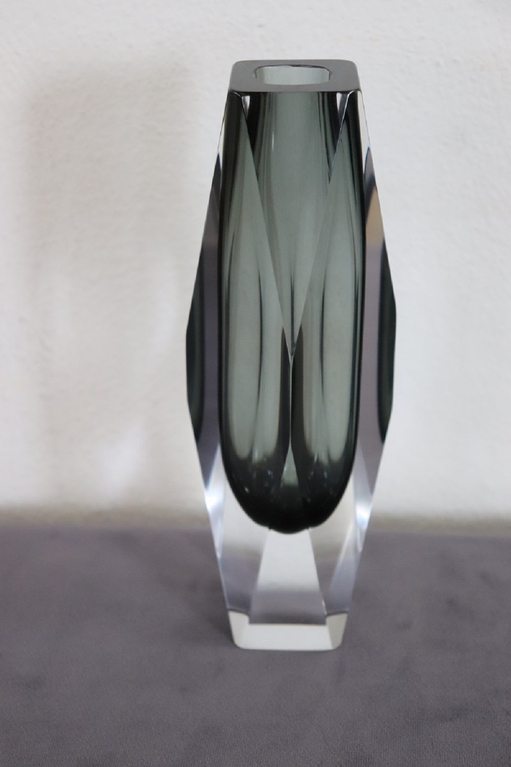 Art Glass Smoked Grey Vase By Flavio Poli For A. Mandruzzato, 1960s