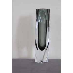 Art Glass Smoked Grey Vase By Flavio Poli For A. Mandruzzato, 1960s