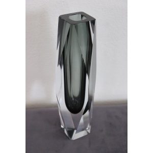 Art Glass Smoked Grey Vase By Flavio Poli For A. Mandruzzato, 1960s