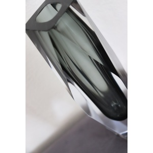 Art Glass Smoked Grey Vase By Flavio Poli For A. Mandruzzato, 1960s