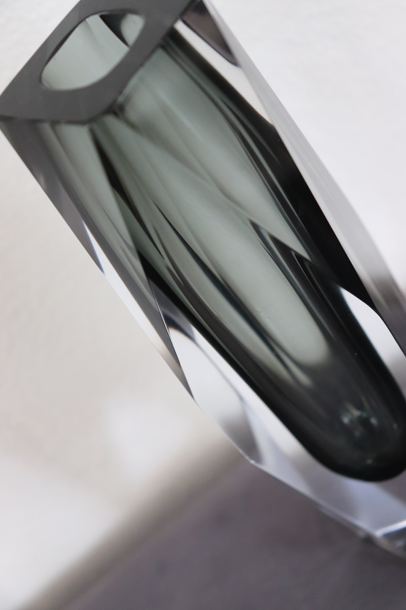 Art Glass Smoked Grey Vase By Flavio Poli For A. Mandruzzato, 1960s