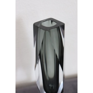 Art Glass Smoked Grey Vase By Flavio Poli For A. Mandruzzato, 1960s