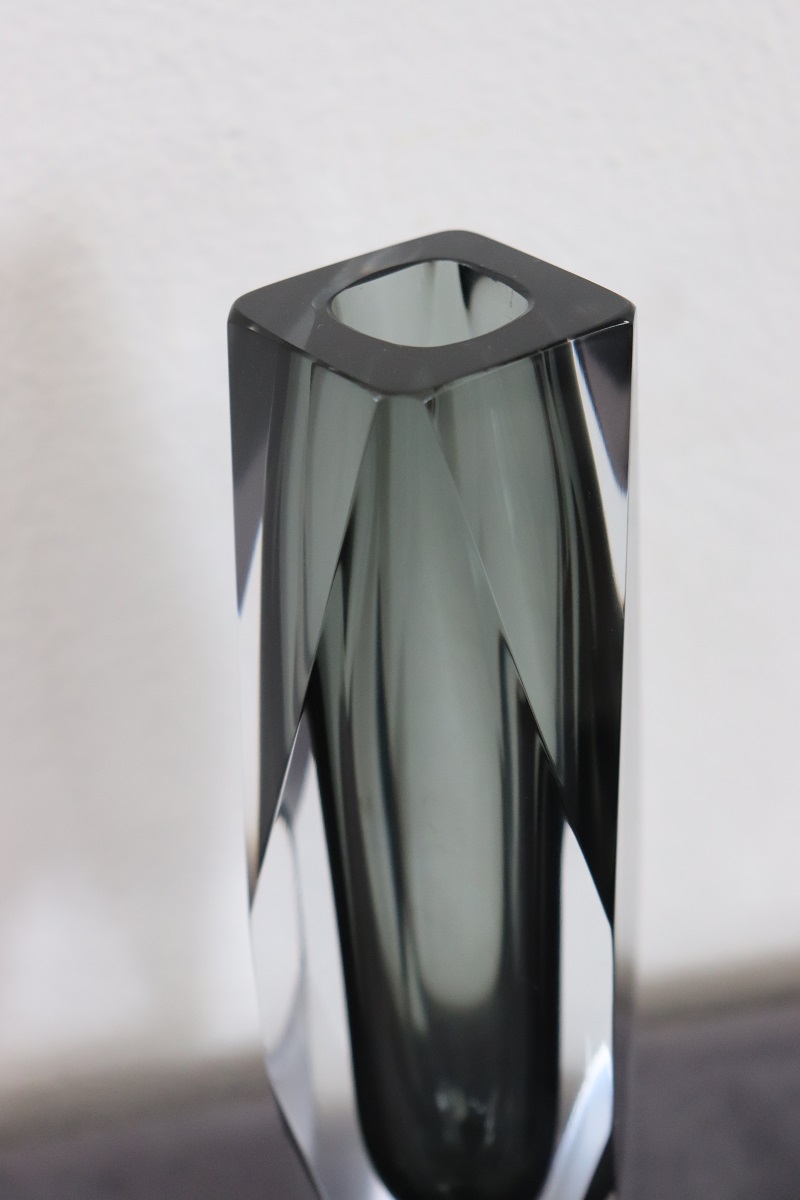 Art Glass Smoked Grey Vase By Flavio Poli For A. Mandruzzato, 1960s