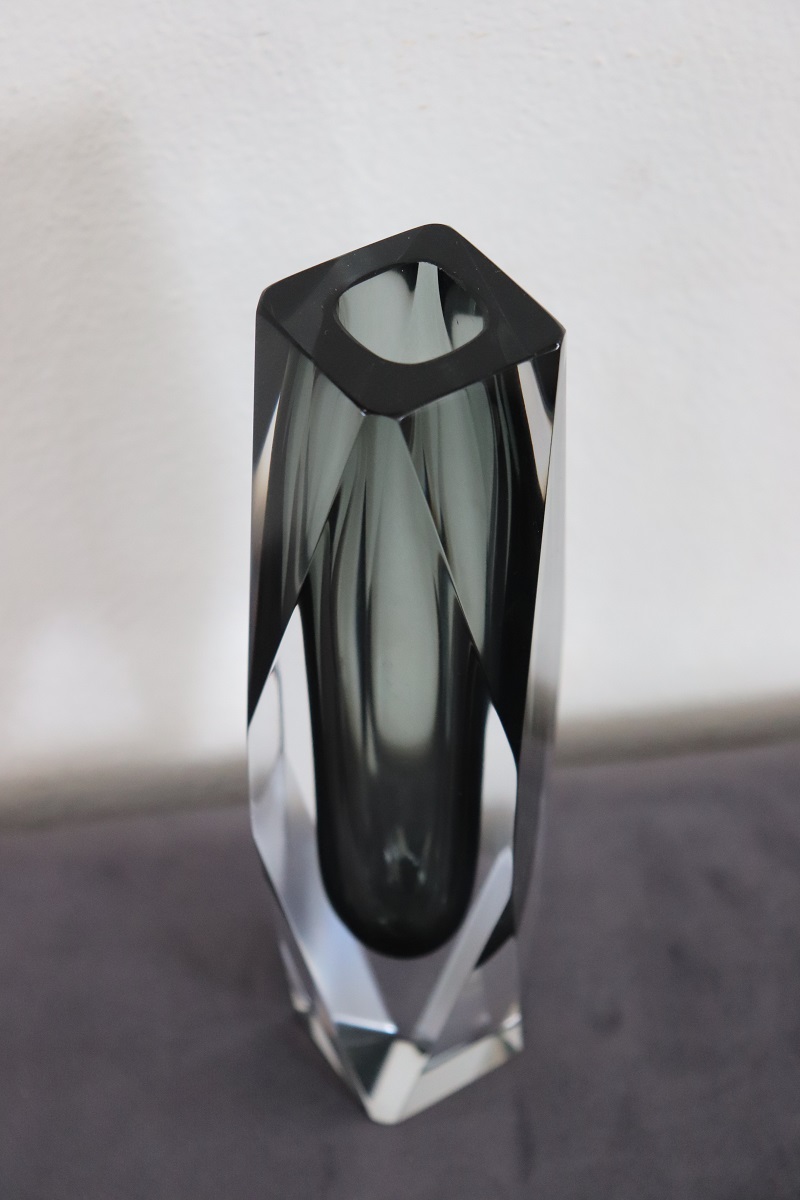 Art Glass Smoked Grey Vase By Flavio Poli For A. Mandruzzato, 1960s