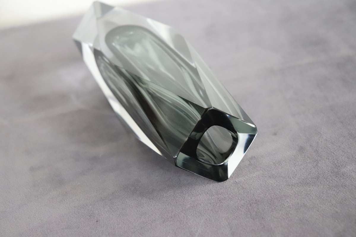 Art Glass Smoked Grey Vase By Flavio Poli For A. Mandruzzato, 1960s