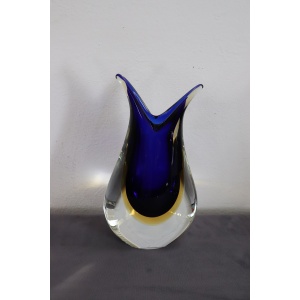 Blue and Yellow Murano Glass Vase from Formia, 1970s