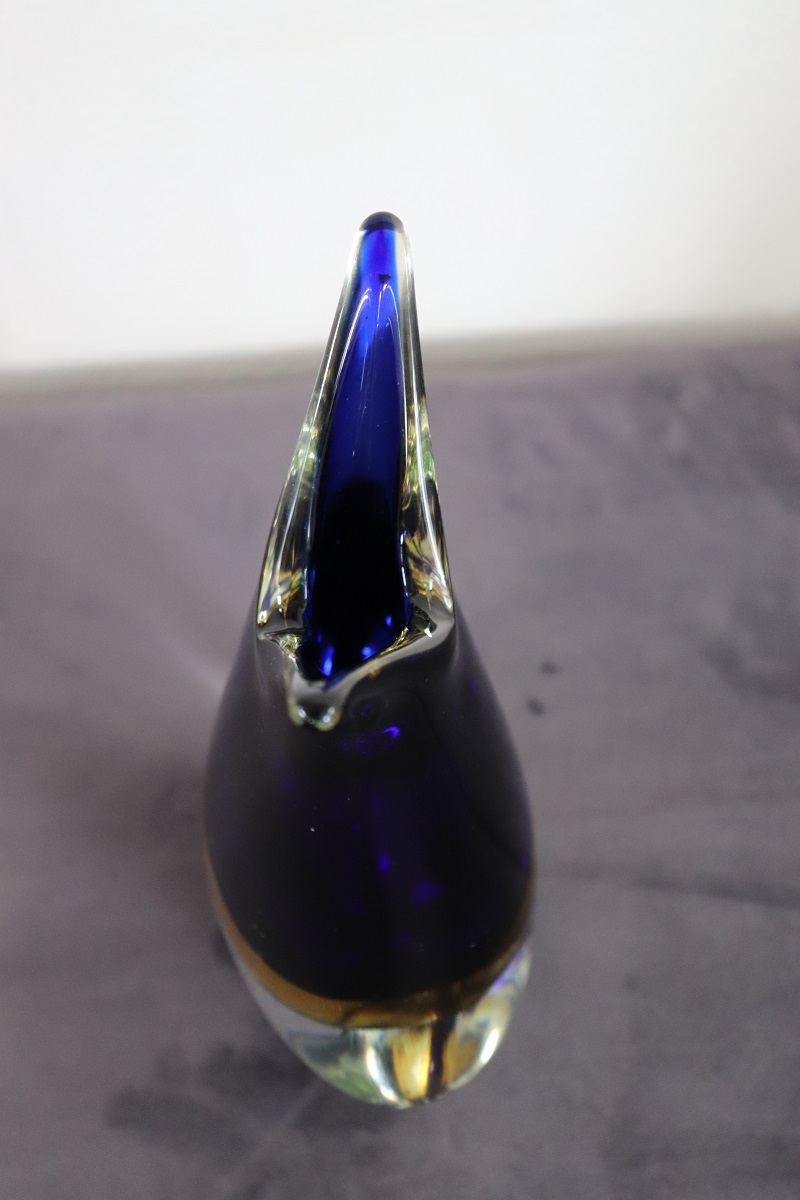 Blue and Yellow Murano Glass Vase from Formia, 1970s