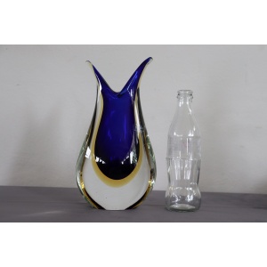 Blue and Yellow Murano Glass Vase from Formia, 1970s