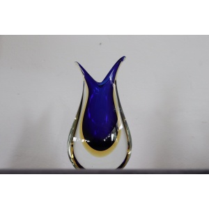 Blue and Yellow Murano Glass Vase from Formia, 1970s