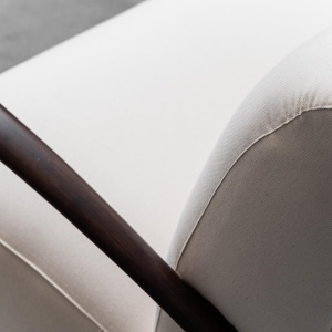 Modern 70s Sofa And Armchair Set In White Wood Fabric