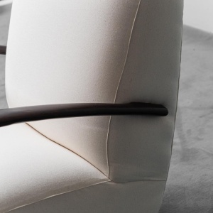 Modern 70s Sofa And Armchair Set In White Wood Fabric