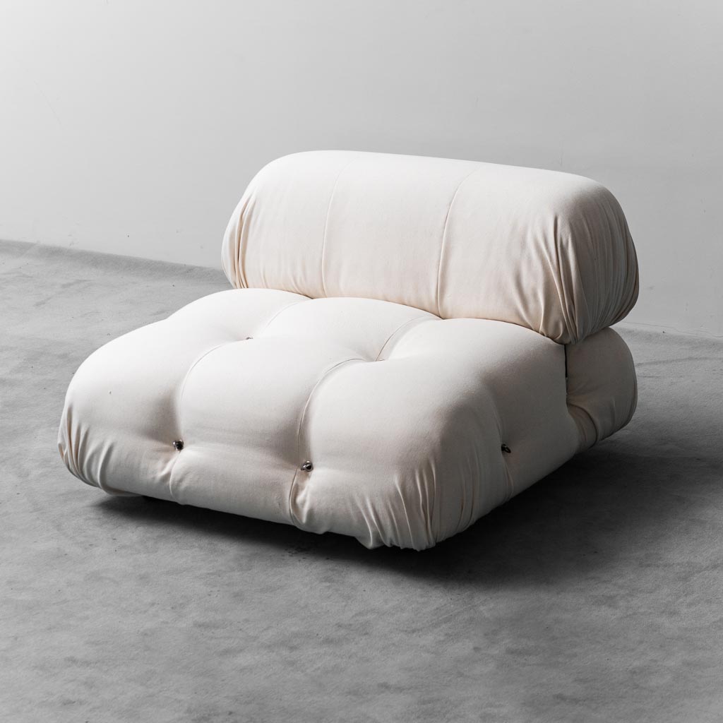 Chameleonda White Cotton Armchair M. Bellini B&B 70's Modern Vintage