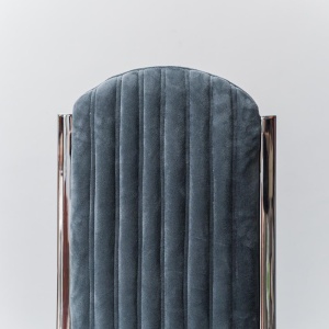 Set 4 Blue Velvet Chairs Metal 1970s Modern Vintage